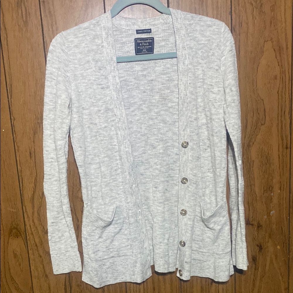 Abercrombie & Fitch Gray Knit Cardigan Sweater